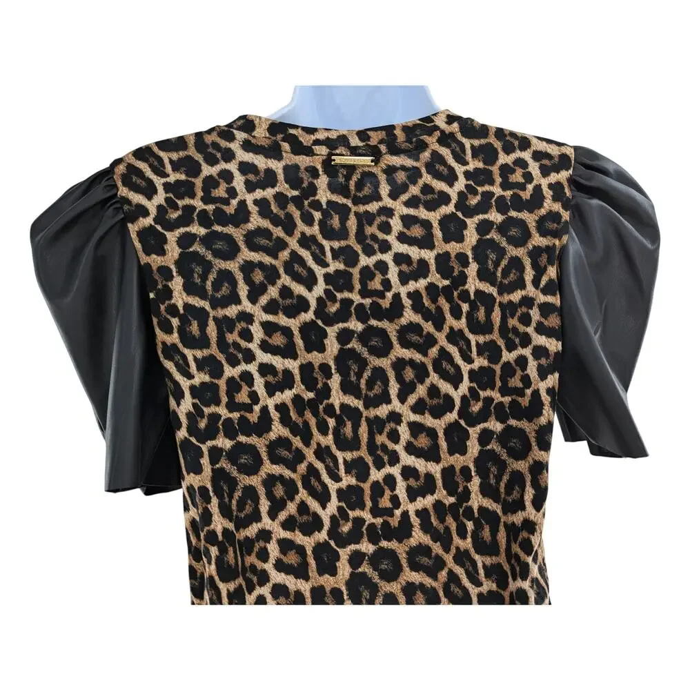 Michael Kors Leopard Print Faux Leather Sleeves Size XS - Picture 12 of 15